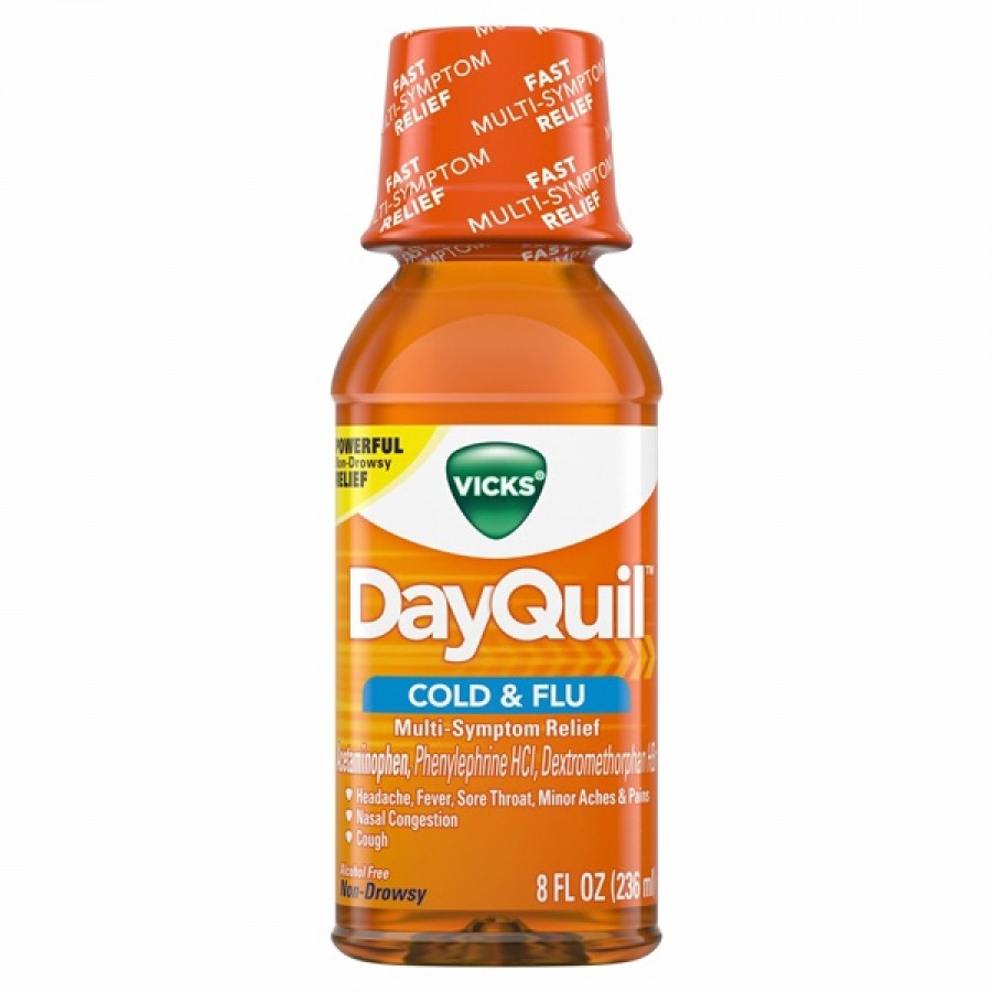 VICKS DAYQUIL COLD & FLU DAYTIME RELIEF LIQUID 8OZ BOTTLES